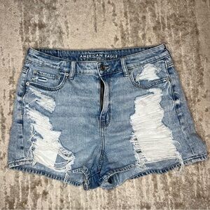American Eagle Distressed Light Blue Ripped Denim Shorts
